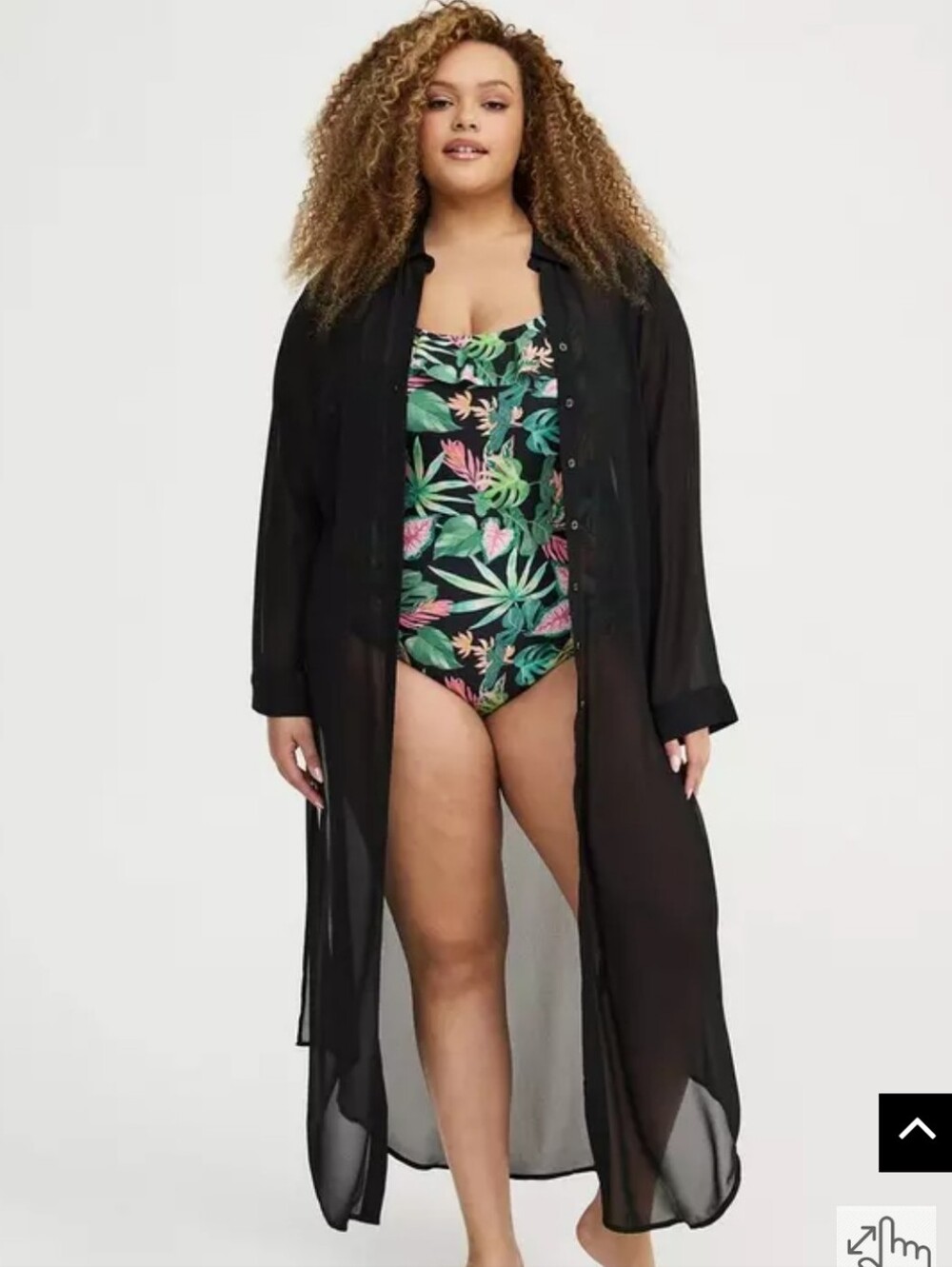 🆕️👙TORRID BLACK MAXI BUTTON THROUGH SWIM COVER UP KIMONO👙